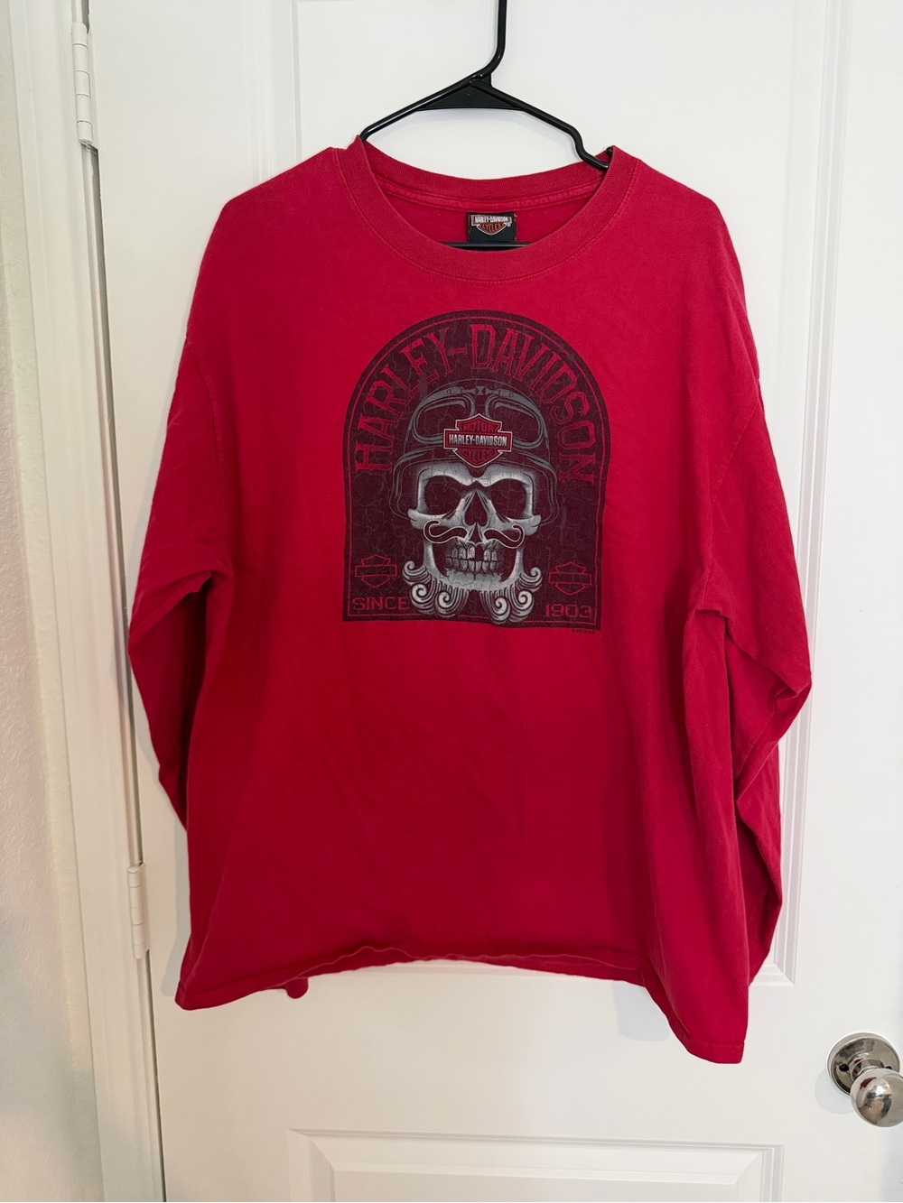 Harley-Davidson Red Long-Sleeve Shirt with Skull Graphic